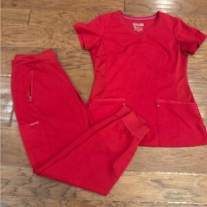 Healing Hands Red Scrub Set